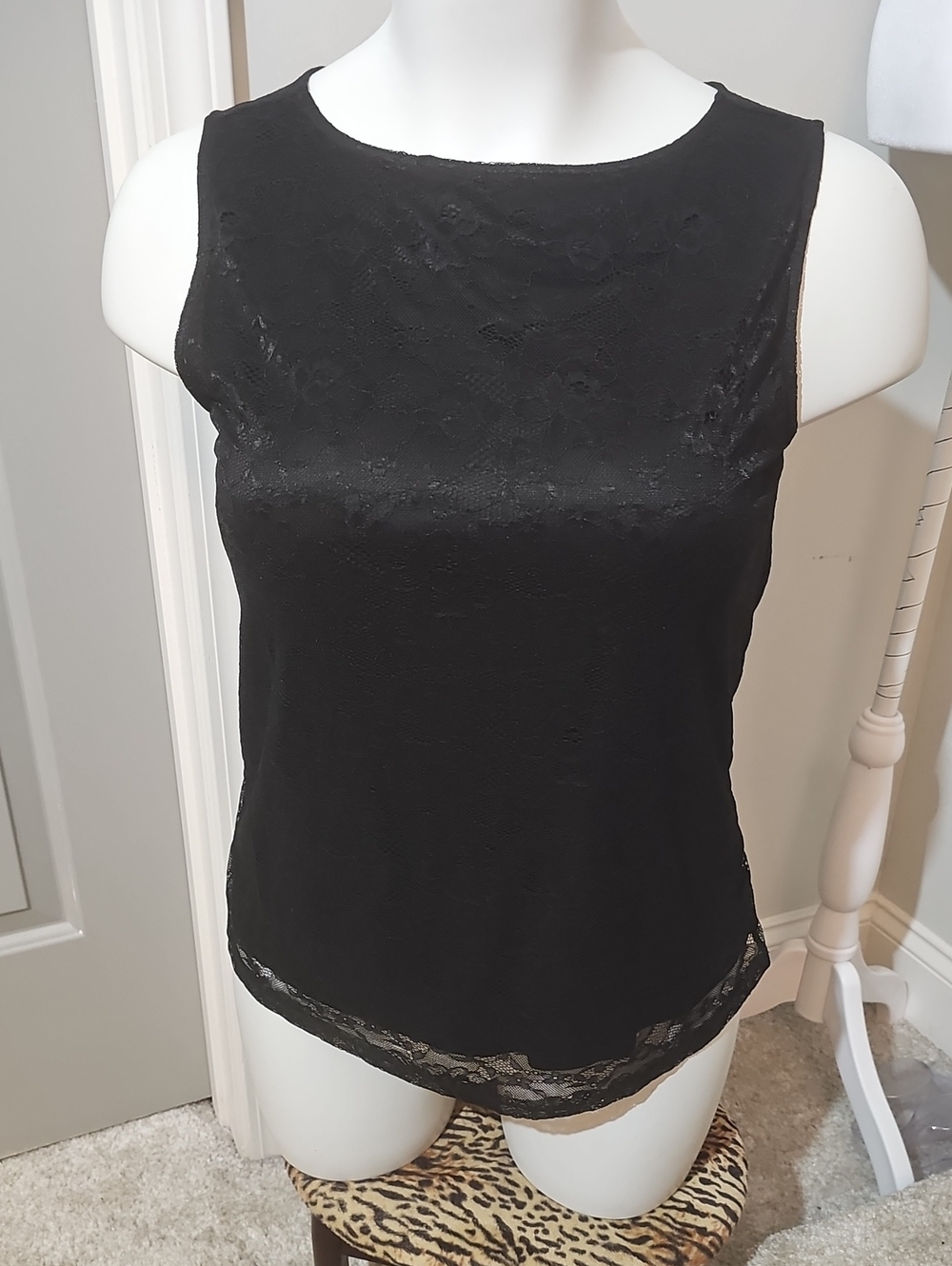 torrid Black Sleeveless Tank Top with Lace Trim